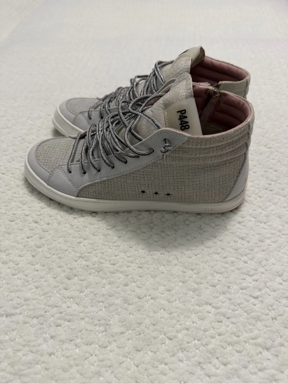 P448 Skate Flax Laser Cut Leather High-Top Zip Sneakers Women’s Size EU40